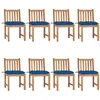 Image de Lot de 8 chaise vidaxl H. 90 cm non pliable en bois massif exterieur bleu