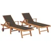 Image de Chaises longues lot de 2 avec coussin taupe Bois de teck solide