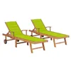 Image de Lot de 2 chaise longue vidaxl vert en teck H. 82.5 cm L. 59 cm non empilable non pliable