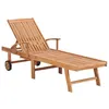 Image de Lot de lot de 2 chaise longue vidaxl en teck H. 52.5 cm L. 59 cm rouge non pliable