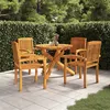 Image de vidaXL Ensemble de Salle à Manger de Jardin 5 pcs Mobilier à Dîner d'Extérieur Table et Chaises de Repas de Terrasse Patio Bois de Teck Massif