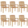Image de vidaXL Chaises de jardin empilables 6 pcs Bois de teck solide