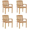 Image de Lot de 4 chaise Vidaxl exterieur empilable non pliable en teck H. 90 cm beige