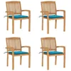 Image de Lot de 4 chaise Vidaxl exterieur en teck bleu H. 90 cm