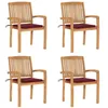 Image de Lot de 4 chaise vidaxl exterieur empilable non pliable en teck H. 90 cm rouge