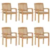 Image de Lot de 6 chaise vidaxl exterieur empilable non pliable en teck H. 93 cm bois