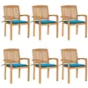Image de Lot de 6 chaise vidaxl en teck empilable non pliable exterieur H. 90 cm bleu