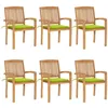 Image de Lot de 6 chaise vidaxl exterieur empilable non pliable H. 90 cm en teck vert