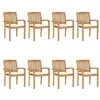 Image de vidaXL Chaises de jardin empilables avec coussins 8 pcs Teck solide