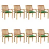 Image de Lot de 8 chaise vidaxl exterieur empilable non pliable en teck H. 90 cm vert