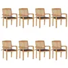 Image de Lot de 8 chaise Vidaxl exterieur empilable non pliable H. 90 cm en teck marron