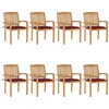 Image de Lot de 8 chaise vidaxl H. 90 cm empilable non pliable exterieur en teck rouge