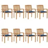 Image de Lot de 8 chaise vidaxl H. 90 cm exterieur bleu en teck