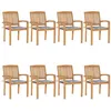 Image de Lot de 8 chaise Vidaxl en teck H. 90 cm marron exterieur