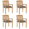 Image de Lot de 4 chaise Vidaxl exterieur empilable non pliable en teck H. 90 cm gris
