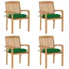 Image de vidaXL Lot de 4 Chaises de Jardin Empilables avec Coussins, Sièges de Terrasse, Chaises de Salle à Manger, Meubles de Patio Extérieur, Teck Solide