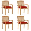 Image de Lot de 4 chaise vidaxl exterieur empilable non pliable H. 90 cm en teck rouge