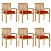 Image de Lot de 6 chaise vidaxl exterieur empilable non pliable en teck H. 90 cm rouge