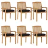Image de Lot de 6 chaise vidaxl en teck empilable non pliable H. 93 cm exterieur bois
