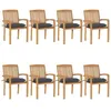 Image de Lot de 8 chaise vidaxl exterieur empilable non pliable en teck H. 90 cm gris