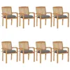 Image de Lot de 8 chaise Vidaxl exterieur empilable non pliable H. 90 cm en teck gris
