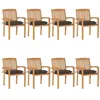 Image de Chaises de jardin empilables avec coussins lot de 8 Teck solide