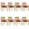 Image de Lot de 8 chaise Vidaxl H. 90 cm empilable non pliable exterieur en teck rouge