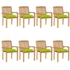 Image de Lot de 8 chaise vidaxl exterieur H. 90 cm vert en teck