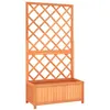 Image de vidaXL Jardinière avec Treillis, Bois de Sapin Massif, Marron, 70x30x135 cm, Bac à Fleurs pour Terrasse et Jardin 316426