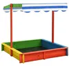 Image de vidaXL Bac à sable avec toit réglable Bois de sapin Multicolore UV50