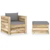 Image de vidaXL 2-delige Loungeset met kussens groen geïmpregneerd hout3074532