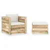 Image de Salon de jardin modulable Vidaxl 2 personnes 2 pieces beige 70 x 77 x 66 cm bois