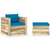 Image de vidaXL Salon de Jardin 2 pcs avec Coussins Mobilier de Patio Meubles d'Extérieur Meubles de Terrasse Mobilier de Jardin Bois Imprégné de Vert