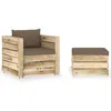 Image de vidaXL 2-delige Loungeset met kussens groen geïmpregneerd hout3074539