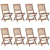 Image de Lot de 8 chaise Vidaxl exterieur non pliable H. 91 cm en acacia naturel