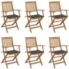 Image de Chaises pliables de jardin lot de 6 avec coussins Bois d acacia