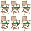 Image de Chaises pliables de jardin lot de 6 avec coussins Bois d acacia