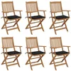 Image de Chaises pliables de jardin lot de 6 avec coussins Bois d acacia