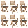 Image de Chaises pliables de jardin lot de 6 avec coussins Bois d acacia