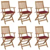 Image de Chaises pliables de jardin lot de 6 avec coussins Bois d acacia