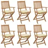Image de Chaises pliables de jardin lot de 6 avec coussins Bois d acacia