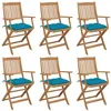 Image de Chaises pliables de jardin lot de 6 avec coussins Bois d acacia