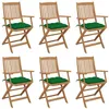 Image de Chaises pliables de jardin lot de 6 avec coussins Bois d acacia