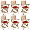 Image de vidaXL Tuinstoelen 6 st inklapbaar met kussens massief acaciahout3074961