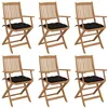 Image de Chaises pliables de jardin lot de 6 avec coussins Bois d acacia