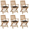 Image de Chaises pliables de jardin lot de 6 avec coussins Bois d acacia