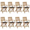 Image de Chaises pliables de jardin lot de 8 avec coussins Bois d acacia