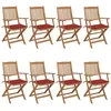 Image de Chaises pliables de jardin lot de 8 avec coussins Bois d acacia