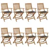 Image de Chaises pliables de jardin lot de 8 avec coussins Bois d acacia
