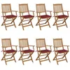 Image de Chaises pliables de jardin lot de 8 avec coussins Bois d acacia